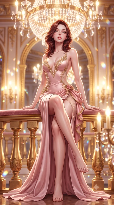 score_9, masterpiece, best quality, ultra-detailed, high-budget anime keyframe, semi-realistic 3D game render, editorial fashion photography, tasteful artistic composition, Korean woman. low angle full-body shot from head to toe showing her feet, fil