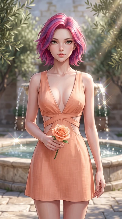 score_9, masterpiece, best quality, ultra-detailed, high-budget anime keyframe, editorial fashion photography, tasteful artistic composition, Caucasian woman woman. close-up cowboy shot from the waist and thighs up, the character dominates the compos