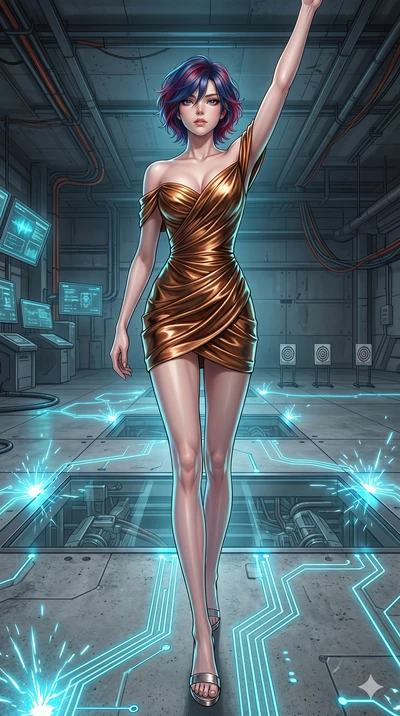 score_9, masterpiece, best quality, ultra-detailed, high-budget anime keyframe, editorial fashion photography, tasteful artistic composition, Korean woman. low angle full-body shot from head to toe showing her feet, filling the entire 9:16 vertical f