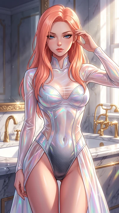 score_9, masterpiece, best quality, ultra-detailed, high-budget anime keyframe, editorial fashion photography, tasteful artistic composition, Japanese woman. close-up cowboy shot from the waist and thighs up, the character dominates the composition, 