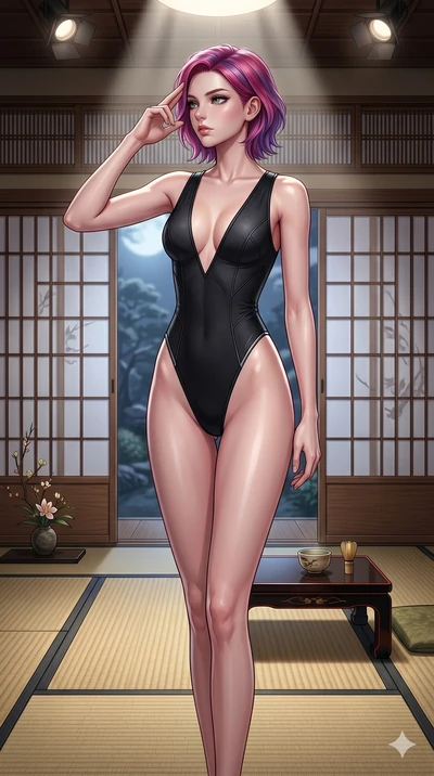 score_9, masterpiece, best quality, ultra-detailed, high-budget anime keyframe, editorial fashion photography, tasteful artistic composition, Caucasian woman, strictly human ears. cowboy shot from the thighs up, character and outfit filling the frame