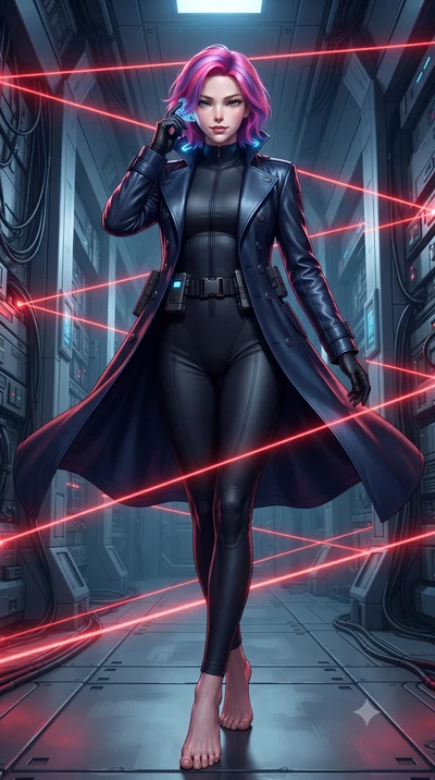 score_9, masterpiece, best quality, ultra-detailed, high-budget anime keyframe, editorial fashion photography, tasteful artistic composition, Caucasian woman. low angle full-body shot from head to toe showing her feet, filling the entire 9:16 vertica