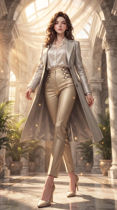 score_9, masterpiece, best quality, ultra-detailed, high-budget anime keyframe, editorial fashion photography, tasteful artistic composition, Korean woman. low angle full-body shot from head to toe showing her feet, filling the entire 9:16 vertical f