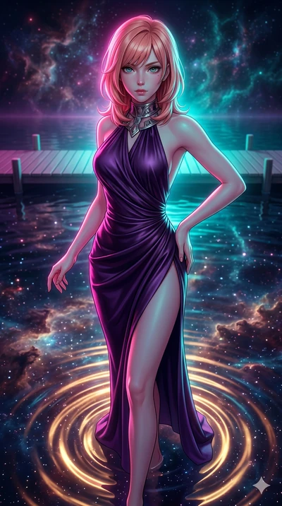 score_9, masterpiece, best quality, ultra-detailed, high-budget anime keyframe, editorial fashion photography, tasteful artistic composition, Japanese woman. upper body close-up from the thighs up, character filling the screen for maximum presence. f