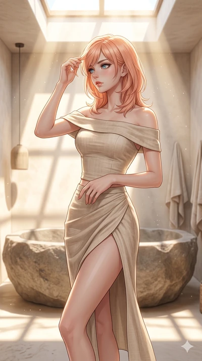 score_9, masterpiece, best quality, ultra-detailed, high-budget anime keyframe, editorial fashion photography, tasteful artistic composition, Japanese woman. cowboy shot from the thighs up, character and outfit filling the frame for maximum editorial