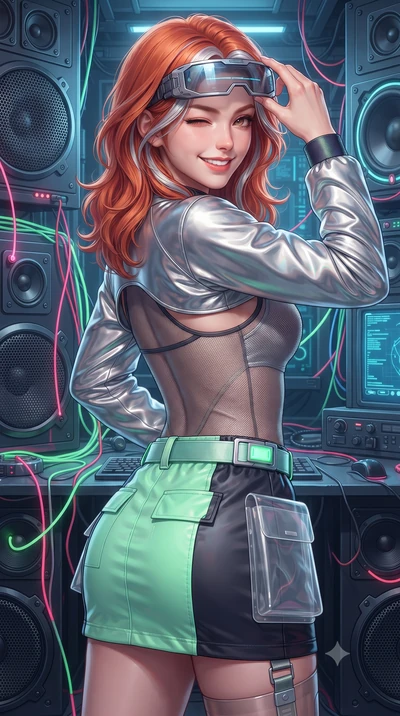 score_9, masterpiece, best quality, ultra-detailed, high-budget anime keyframe, editorial fashion photography, tasteful artistic composition, Caucasian woman. close-up cowboy shot from the waist and thighs up, the character dominates the composition,