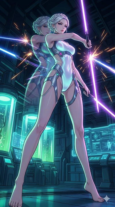 score_9, masterpiece, best quality, ultra-detailed, High-budget Anime Keyframe, vibrant colors, fluid line-art, expressive lighting, cinematic composition, Ufotable-style visual effects, top-tier animation quality, Korean woman with idol-like refined
