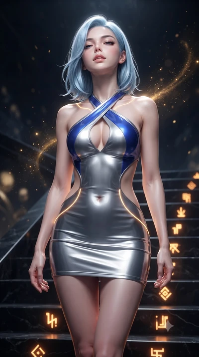score_9, masterpiece, best quality, ultra-detailed, high-budget anime keyframe, editorial fashion photography, tasteful artistic composition, Korean woman. close-up cowboy shot from the waist and thighs up, the character dominates the composition, fi