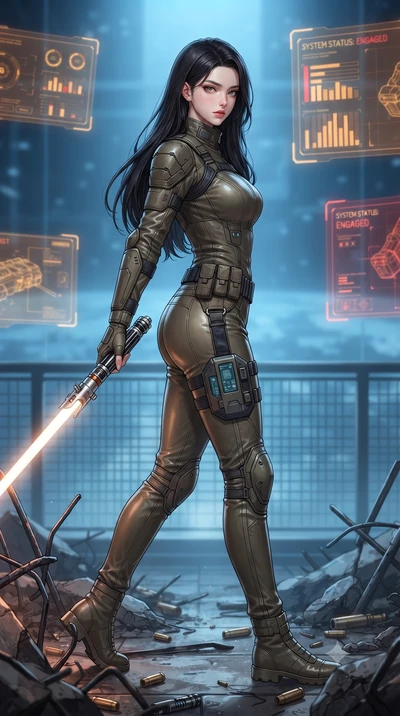 score_9, masterpiece, best quality, ultra-detailed, high-budget anime keyframe, editorial fashion photography, tasteful artistic composition, Korean woman. low angle full-body shot from head to toe showing her feet, filling the entire 9:16 vertical f