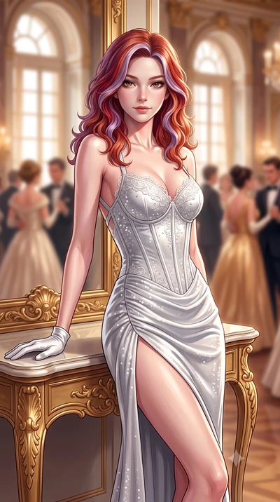 score_9, masterpiece, best quality, ultra-detailed, high-budget anime keyframe, semi-realistic 3D game render, editorial fashion photography, tasteful artistic composition, Caucasian woman. close-up cowboy shot from the waist and thighs up, the chara