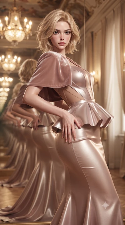 score_9, masterpiece, best quality, ultra-detailed, high-budget anime keyframe, editorial fashion photography, tasteful artistic composition, Caucasian woman. close-up cowboy shot from the waist and thighs up, the character dominates the composition,
