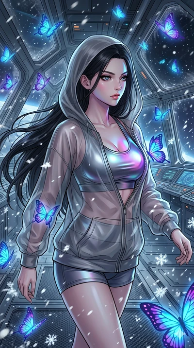 score_9, masterpiece, best quality, ultra-detailed, high-budget anime movie keyframe, cinematic anime lighting, intricate line art, Caucasian (strictly human ears) woman. Upper body filling screen focusing on her alluring features and slim-fit silhou