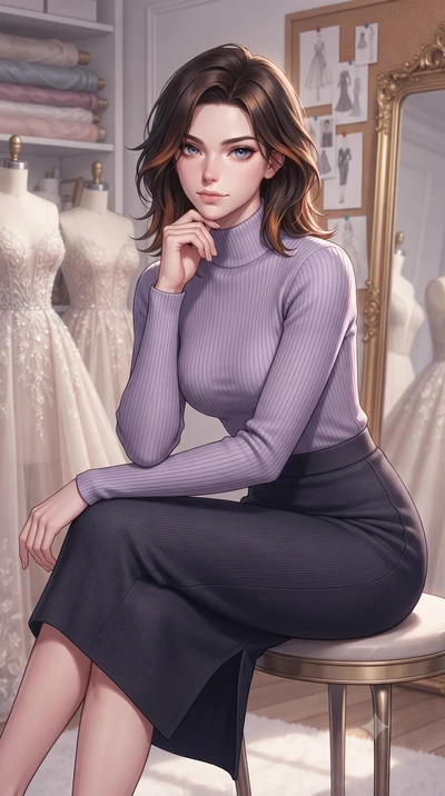 score_9, masterpiece, best quality, ultra-detailed, high-budget anime keyframe, editorial fashion photography, tasteful artistic composition, Korean woman. close-up cowboy shot from the waist and thighs up, the character dominates the composition, fi