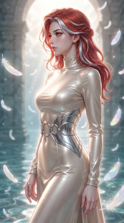 score_9, masterpiece, best quality, ultra-detailed, high-budget anime keyframe, editorial fashion photography, tasteful artistic composition, Caucasian woman. close-up cowboy shot from the waist and thighs up, the character dominates the composition,