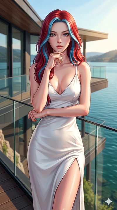 score_9, masterpiece, best quality, ultra-detailed, high-budget anime keyframe, editorial fashion photography, tasteful artistic composition, Caucasian woman, strictly human ears. cowboy shot from the thighs up, character and outfit filling the frame