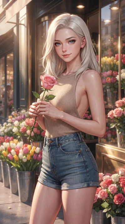 score_9, masterpiece, best quality, ultra-detailed, high-budget anime keyframe, editorial fashion photography, tasteful artistic composition, Caucasian woman woman. close-up cowboy shot from the waist and thighs up, the character dominates the compos