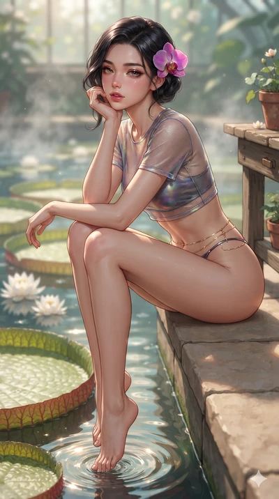 Japanese woman. close-up cowboy shot from the waist and thighs up, the character dominates the composition,.
