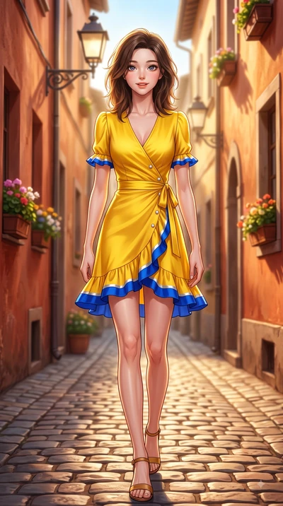 score_9, masterpiece, best quality, ultra-detailed, high-budget anime keyframe, editorial fashion photography, tasteful artistic composition, Korean woman. low angle full-body shot from head to toe showing her feet, filling the entire 9:16 vertical f
