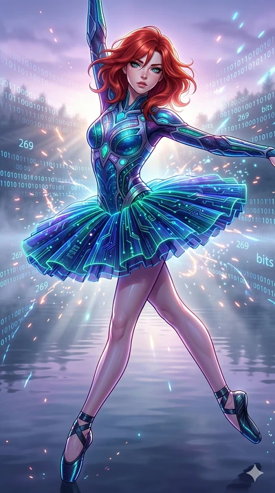 score_9, masterpiece, best quality, ultra-detailed, Set A: High-budget Anime Keyframe, Caucasian (strictly human ears) woman. Upper body close-up from the thighs up, character filling the screen for maximum presence. Dancing through a misty lakeside 