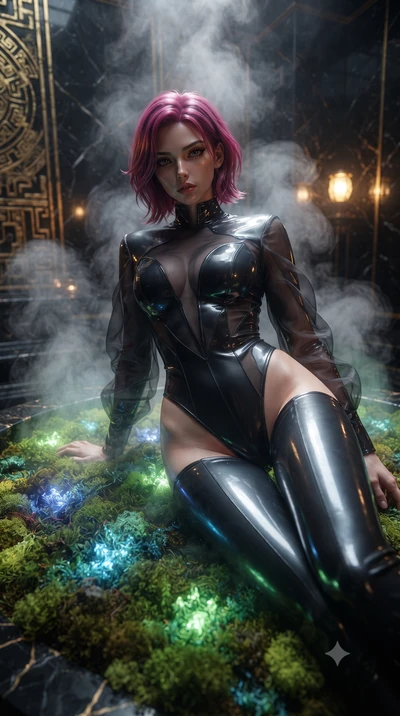 score_9, masterpiece, best quality, ultra-detailed, High-budget Anime Keyframe, editorial fashion photography, tasteful artistic composition, realistic cosplay photography, Caucasian woman, strictly human ears. Low angle cowboy shot filling the entir
