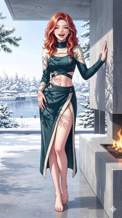 score_9, masterpiece, best quality, ultra-detailed, high-budget anime keyframe, vibrant anime aesthetic, Caucasian woman, strictly human ears. cowboy shot from the thighs up, character and outfit filling the frame for maximum presence. She is posing 
