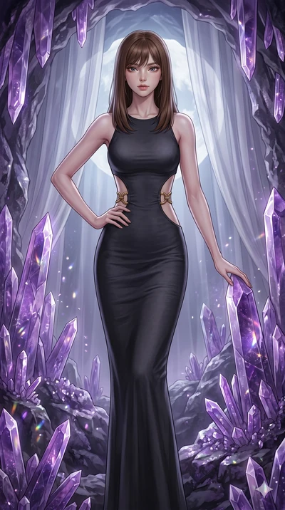 score_9, masterpiece, best quality, ultra-detailed, high-budget anime keyframe, editorial fashion photography, tasteful artistic composition, Korean woman. cowboy shot from the thighs up, character and outfit filling the frame for maximum editorial p