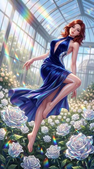 score_9, masterpiece, best quality, ultra-detailed, high-budget anime keyframe, semi-realistic 3D game render, editorial fashion photography, tasteful artistic composition, Korean woman. low angle full-body shot from head to toe showing her feet, fil