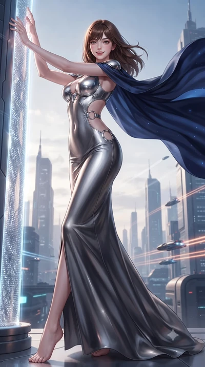score_9, masterpiece, best quality, ultra-detailed, high-budget anime keyframe, editorial fashion photography, tasteful artistic composition, Korean woman. low angle full-body shot from head to toe showing her feet, filling the entire 9:16 vertical f