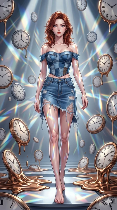 score_9, masterpiece, best quality, ultra-detailed, high-budget anime keyframe, editorial fashion photography, tasteful artistic composition, Korean woman. low angle full-body shot from head to toe showing her feet, filling the entire 9:16 vertical f
