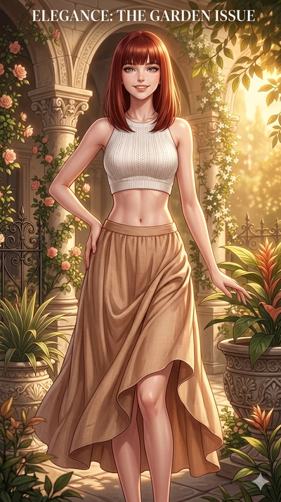 score_9, masterpiece, best quality, ultra-detailed, high-budget anime keyframe, editorial fashion photography, tasteful artistic composition, Caucasian woman, strictly human ears. cowboy shot from the thighs up, character and outfit filling the frame