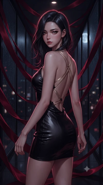 score_9, masterpiece, best quality, ultra-detailed, high-budget anime keyframe, editorial fashion photography, tasteful artistic composition, Korean woman. close-up cowboy shot from the waist and thighs up, the character dominates the composition, fi