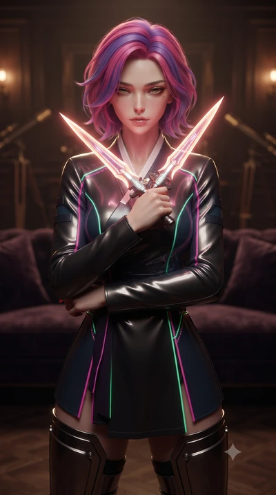 score_9, masterpiece, best quality, ultra-detailed, high-budget anime keyframe, editorial fashion photography, tasteful artistic composition, Caucasian woman. close-up cowboy shot from the waist and thighs up, the character dominates the composition,