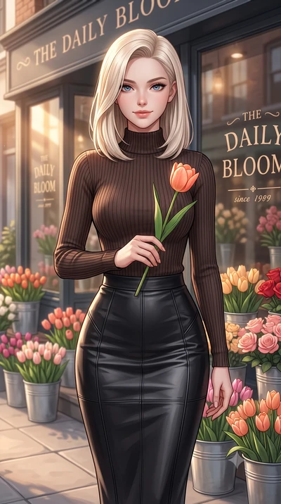 score_9, masterpiece, best quality, ultra-detailed, high-budget anime keyframe, editorial fashion photography, tasteful artistic composition, Caucasian woman woman. close-up cowboy shot from the waist and thighs up, the character dominates the compos