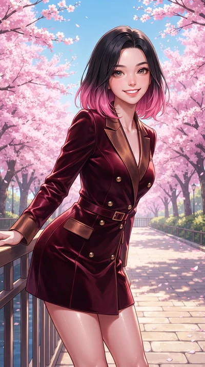 score_9, masterpiece, best quality, ultra-detailed, high-budget anime keyframe, editorial fashion photography, tasteful artistic composition, Korean woman. close-up cowboy shot from the waist and thighs up, the character dominates the composition, fi