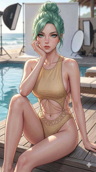 score_9, masterpiece, best quality, ultra-detailed, high-budget anime keyframe, editorial fashion photography, tasteful artistic composition, Japanese woman. cowboy shot from the thighs up, character and outfit filling the frame for maximum editorial