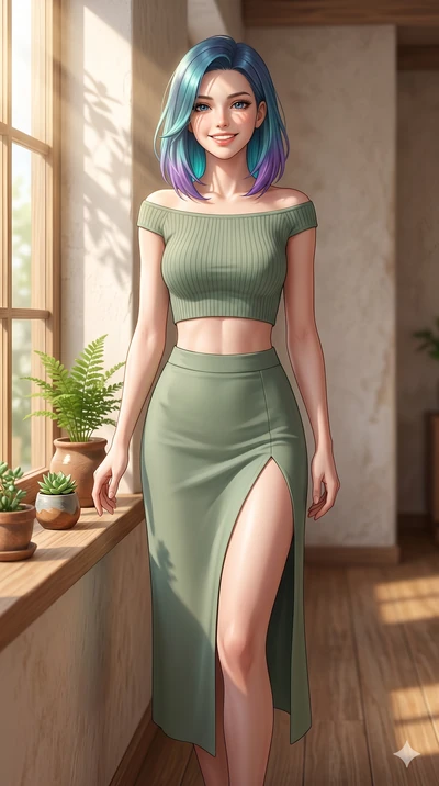 score_9, masterpiece, best quality, ultra-detailed, high-budget anime keyframe, editorial fashion photography, tasteful artistic composition, Caucasian woman, strictly human ears. cowboy shot from the thighs up, character and outfit filling the frame