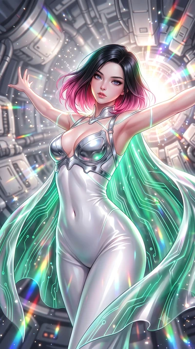 score_9, masterpiece, best quality, ultra-detailed, high-budget anime keyframe, semi-realistic 3D game render, editorial fashion photography, tasteful artistic composition, Korean woman. close-up cowboy shot from the waist and thighs up, the characte