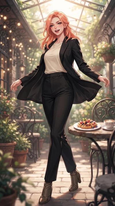 score_9, masterpiece, best quality, ultra-detailed, high-budget anime keyframe, editorial fashion photography, tasteful artistic composition, Japanese woman. low angle full-body shot from head to toe showing her feet, filling the entire 9:16 vertical