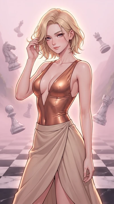 score_9, masterpiece, best quality, ultra-detailed, high-budget anime keyframe, gorgeous anime illustration, with clean line-art and distinct ink outlines, Caucasian woman, strictly human ears. close-up cowboy shot from the waist and thighs up, the c