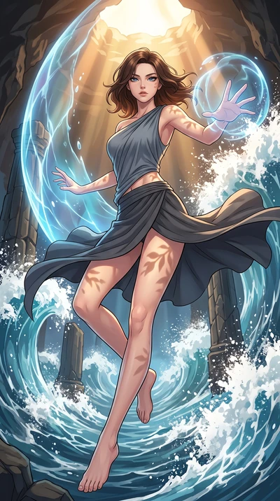 score_9, masterpiece, best quality, ultra-detailed, high-budget anime keyframe, clean line-art, cel-shading, Korean woman. low angle full-body shot from head to toe showing her feet, filling the entire 9:16 vertical frame with her statuesque presence