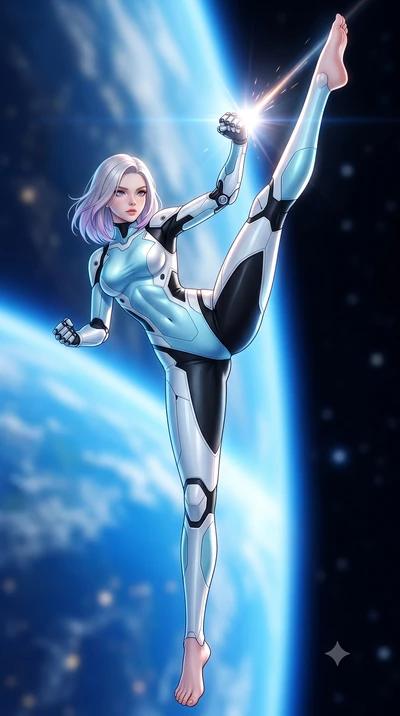 score_9, masterpiece, best quality, ultra-detailed, high-budget anime keyframe, semi-realistic 3D game render, editorial fashion photography, tasteful artistic composition, Caucasian woman. low angle full-body shot from head to toe showing her feet, 