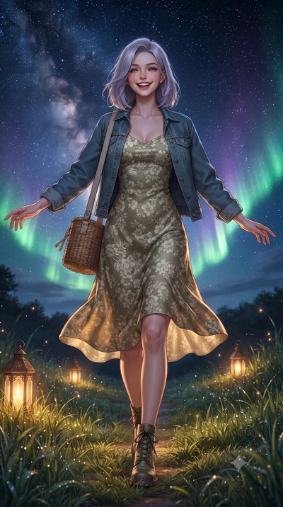 score_9, masterpiece, best quality, ultra-detailed, high-budget anime keyframe, editorial fashion photography, tasteful artistic composition, Caucasian woman. low angle full-body shot from head to toe showing her feet, filling the entire 9:16 vertica