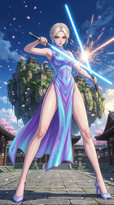 score_9, masterpiece, best quality, ultra-detailed, High-budget Anime Keyframe, vibrant colors, fluid line-art, expressive lighting, cinematic composition, Ufotable-style visual effects, top-tier animation quality, Japanese woman with delicate and el
