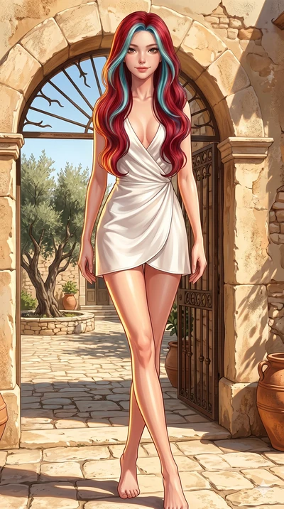 score_9, masterpiece, best quality, ultra-detailed, high-budget anime keyframe, editorial fashion photography, tasteful artistic composition, Caucasian woman, strictly human ears. cowboy shot from the thighs up, character and outfit filling the frame