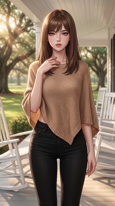 score_9, masterpiece, best quality, ultra-detailed, high-budget anime keyframe, editorial fashion photography, tasteful artistic composition, Korean woman woman. close-up cowboy shot from the waist and thighs up, the character dominates the compositi