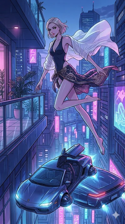 score_9, masterpiece, best quality, ultra-detailed, high-budget anime movie keyframe, cinematic anime lighting, intricate line art, Caucasian (strictly human ears) anime girl. Dynamic full-body shot stretching the vertical silhouette with extreme per