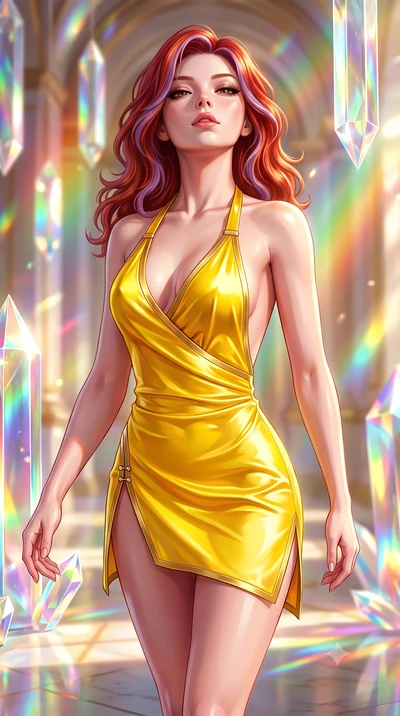 score_9, masterpiece, best quality, ultra-detailed, high-budget anime keyframe, semi-realistic 3D game render, editorial fashion photography, tasteful artistic composition, Caucasian woman. close-up cowboy shot from the waist and thighs up, the chara