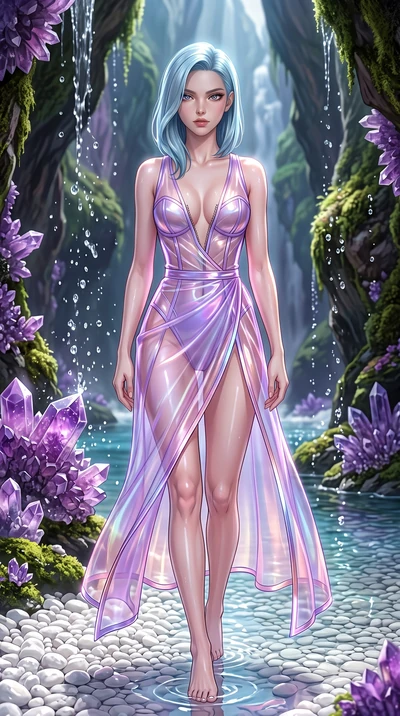 score_9, masterpiece, best quality, ultra-detailed, high-budget anime keyframe, semi-realistic 3D game render, editorial fashion photography, tasteful artistic composition, Korean woman. close-up cowboy shot from the waist and thighs up, the characte