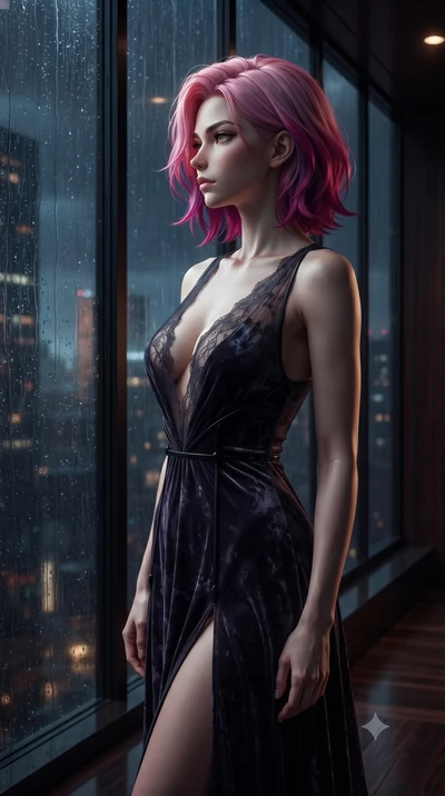 score_9, masterpiece, best quality, ultra-detailed, high-budget anime keyframe, editorial fashion photography, tasteful artistic composition, Caucasian woman. close-up cowboy shot from the waist and thighs up, the character dominates the composition,