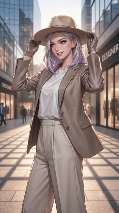 score_9, masterpiece, best quality, ultra-detailed, high-budget anime keyframe, editorial fashion photography, tasteful artistic composition, Caucasian woman. close-up cowboy shot from the waist and thighs up, the character dominates the composition,